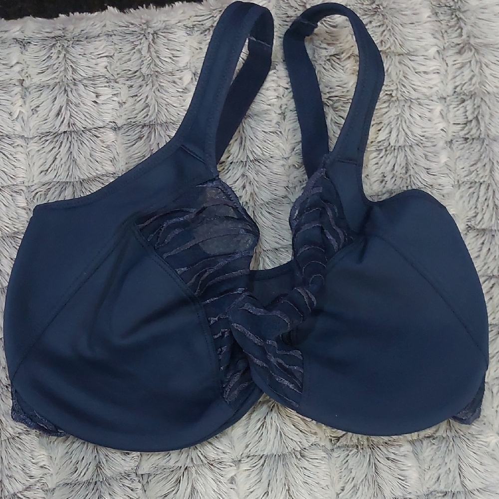 Nwot Paramour Navy Blue Women's Intimate Bra‎ 36G front clasp